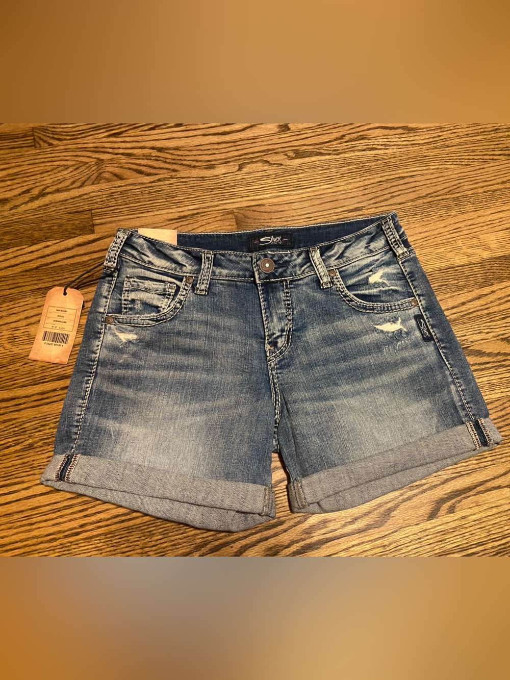 Silver Jeans Blue Distressed Rolled Hem Women's Denim Shorts
